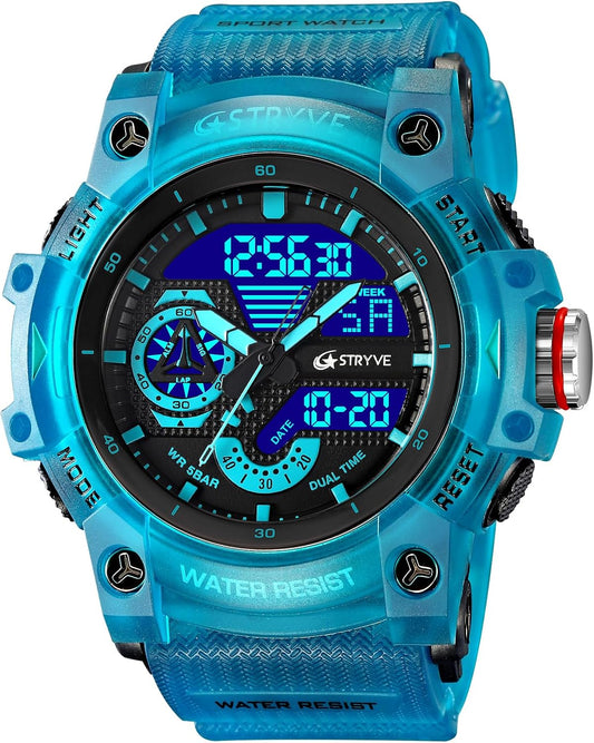 HOTGosasa Men's Large Face Outdoor Sports Watches Military S-Shock Watch Waterproof, Backlight, Alarm, Stopwatch Features - Rugged Wristwatch for Training, Hiking, and Adventure