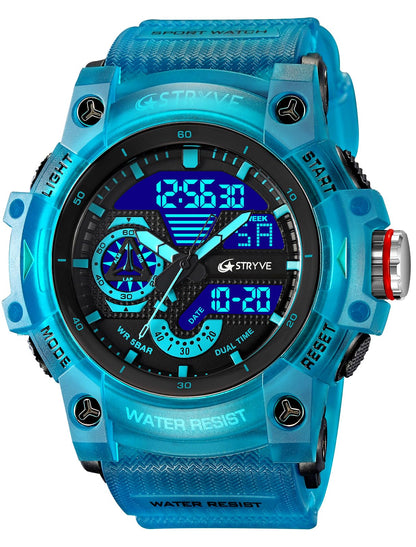 HOTGosasa Men's Large Face Outdoor Sports Watches Military S-Shock Watch Waterproof, Backlight, Alarm, Stopwatch Features - Rugged Wristwatch for Training, Hiking, and Adventure