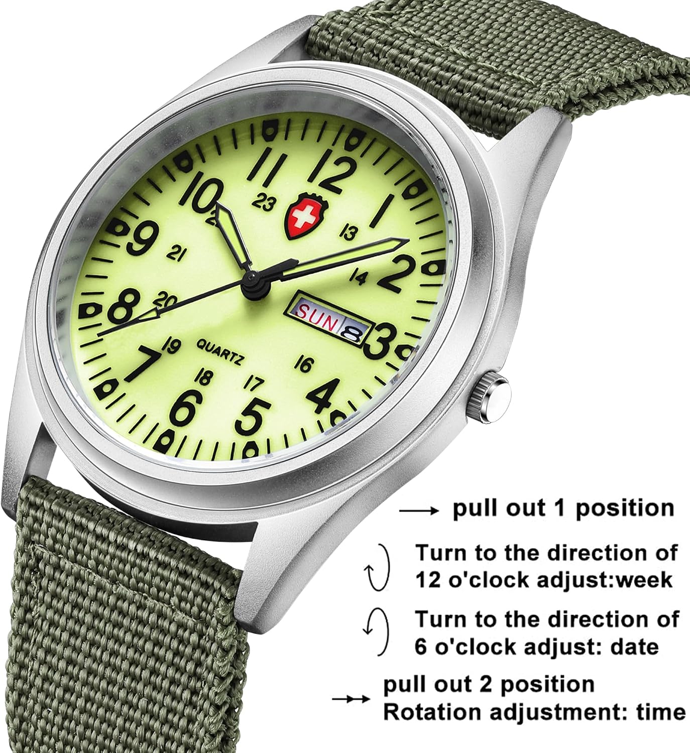 HOTGosasa Unisex Military Analog Field Watch with Nylon Strap, Luminous Easy Read Dial, Sport Tactical Casual Quartz Wristwatch, Daily Water Resistant