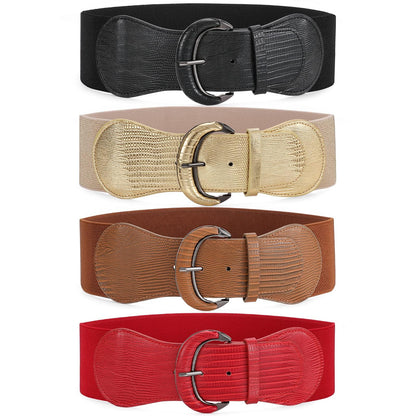 HOTWHIPPY 3 Pack 4 Pack Women Wide Elastic Waist Belt Vintage Stretchy Belt Waistband for Ladies Dresses