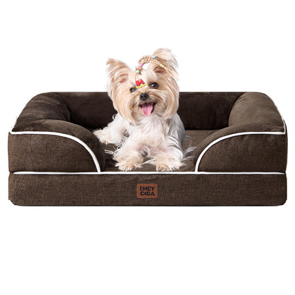 HOTEHEYCIGA Orthopedic Dog Beds for Extra Large Dogs 44x32Inch, Polyurethane Foam XL Pet Bed with Sides, Non-Slip and Egg-Crate Foam Big Dog Couch Bed with Washable Removable Cover, Grey