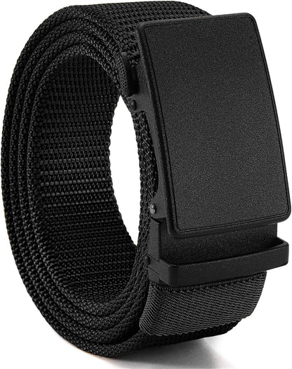 HOTCHAOREN 1.5" Nylon Ratchet Belts for Men - Adjustable Casual Work Belt with Slide Buckle - Trim to Fit