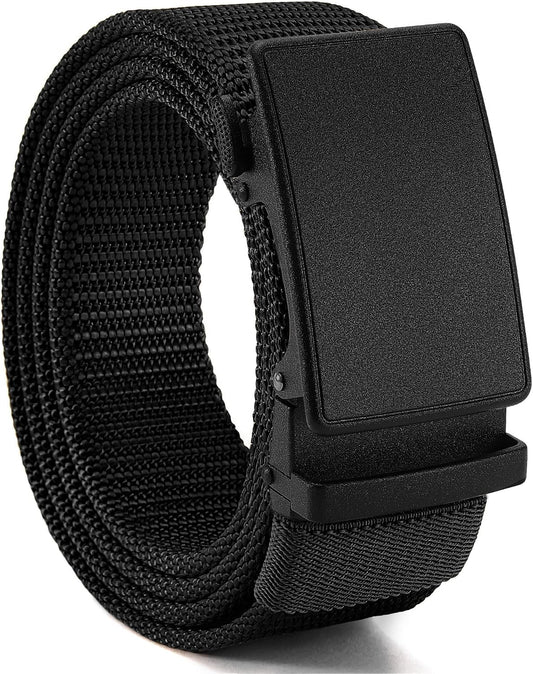 HOTCHAOREN 1.5" Nylon Ratchet Belts for Men - Adjustable Casual Work Belt with Slide Buckle - Trim to Fit