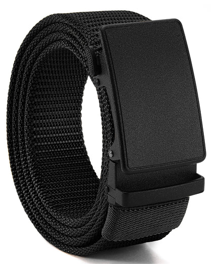HOTCHAOREN 1.5" Nylon Ratchet Belts for Men - Adjustable Casual Work Belt with Slide Buckle - Trim to Fit