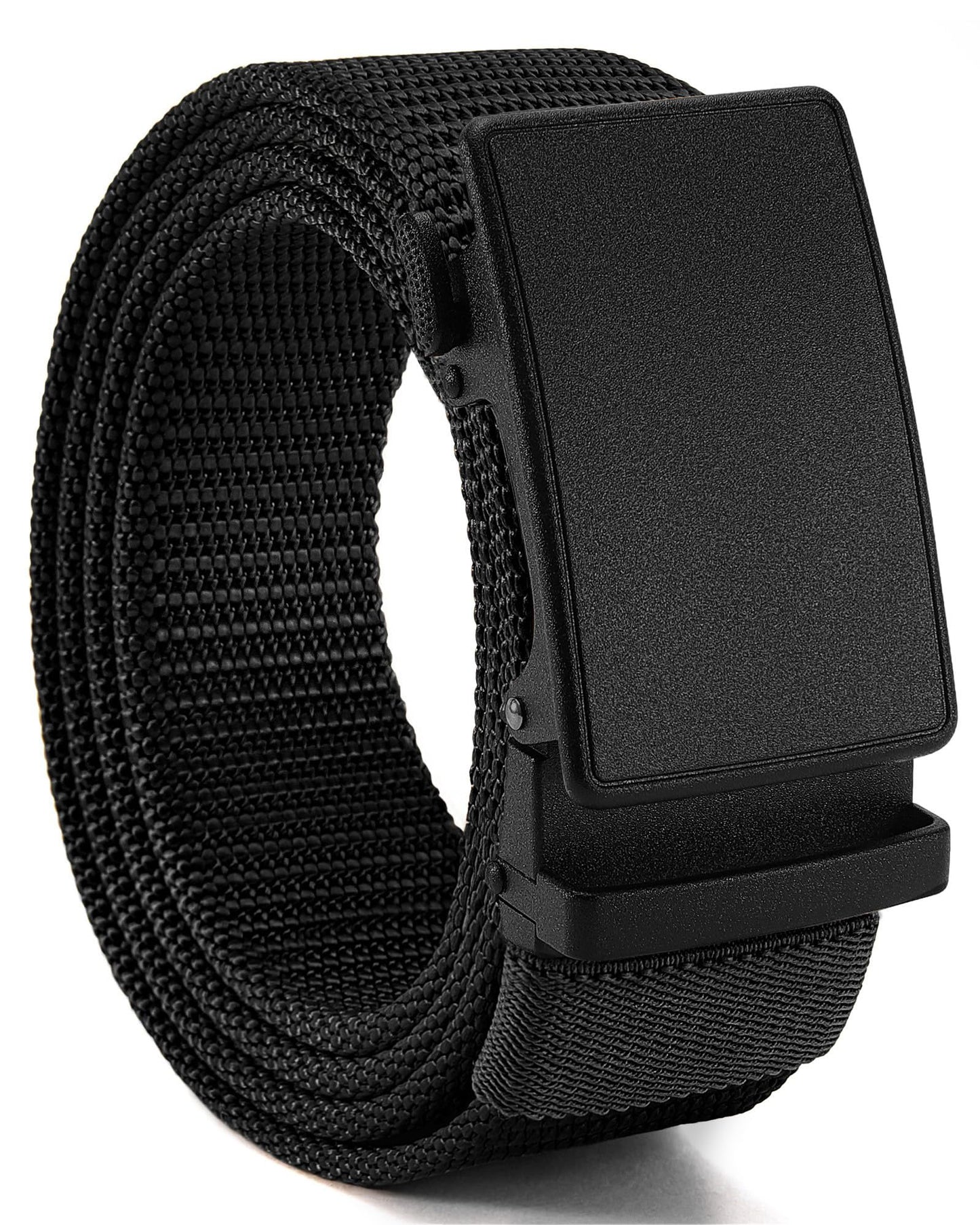 HOTCHAOREN 1.5" Nylon Ratchet Belts for Men - Adjustable Casual Work Belt with Slide Buckle - Trim to Fit