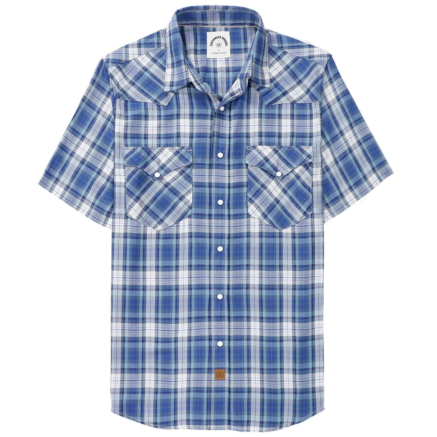 HOTDubinik® Viscose Made from Bamboo Mens Short Sleeve Shirts Plaid Shirt Western Cowboy Pearl Snap Casual Plaid Shirts for Men