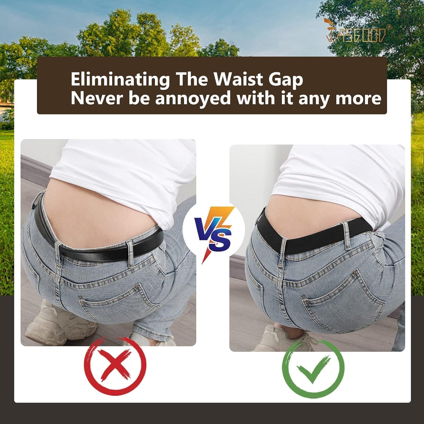 HOTJASGOOD 3/4/5/6 Pack No Show Stretch Belts for Women Invisible Elastic Belt for Jeans Pants Shirt Sweater Tuck Band