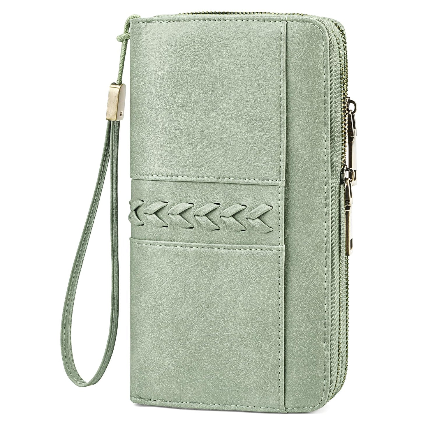 HOTFALAN MULE Wallet for Women RFID Blocking Leather Large Capacity Zip Around Ladies Card Holdr Phone Purse Wristlet