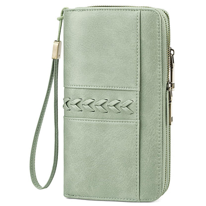 HOTFALAN MULE Wallet for Women RFID Blocking Leather Large Capacity Zip Around Ladies Card Holdr Phone Purse Wristlet