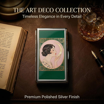 HOTVintage Art Deco Versatile Card & Cash Case, Slim Metal Wallet for Women Men Credit ID Business Cards (#A)