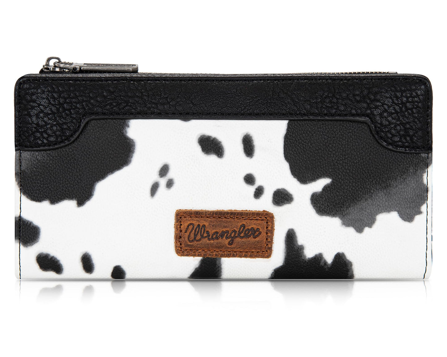 HOTMontana West Wrangler Cow Print Wallets Womens Bifold Credit Card Wallet Women's Wallets, Card Cases & Money Organizers Brown Wallet for Women Ladies Female Cash Wallett with Smooth Zipper