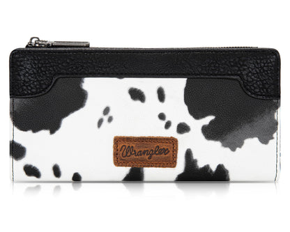 HOTMontana West Wrangler Cow Print Wallets Womens Bifold Credit Card Wallet Women's Wallets, Card Cases & Money Organizers Brown Wallet for Women Ladies Female Cash Wallett with Smooth Zipper