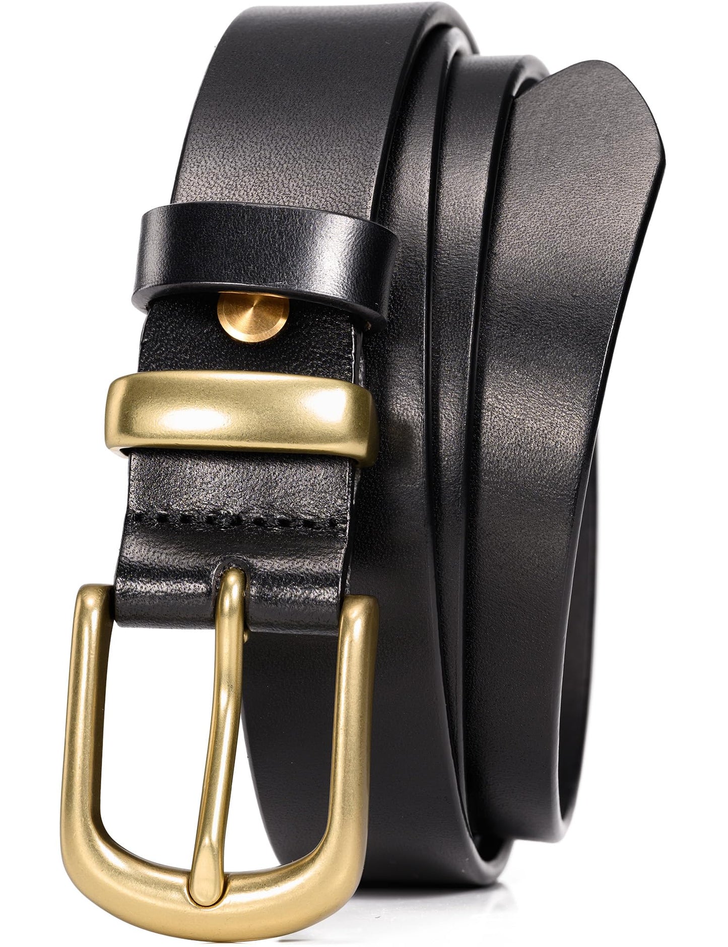 HOTWOLFANT 1.1" Womens Belts for Jeans,100% Italian Full Grain Real Leather | All-Day Comfy Durable Solid Leather Belt with Polished Gold Buckle in Gift Box