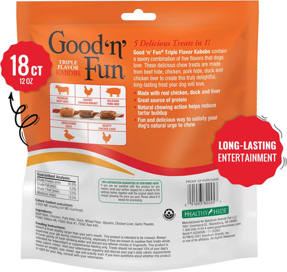 HOTGood 'n' Fun Kabobs Long-Lasting Dog Treat, With Real Proteins, Beef Hide and Premium Chicken, Supports Dental Health, Mental Stimulation, 18 count