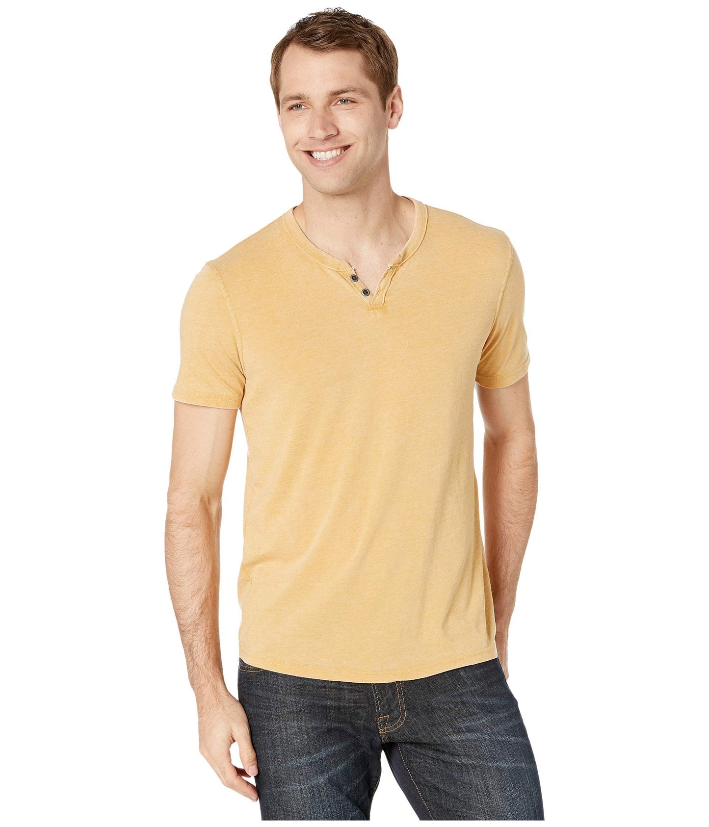 HOTLucky Brand Men's Venice Burnout Notch Neck Tee Shirt