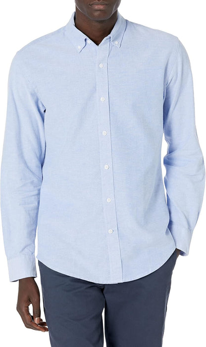 HOTAmazon Essentials Men's Regular-Fit Long Sleeve Oxford Shirt, 100% Cotton