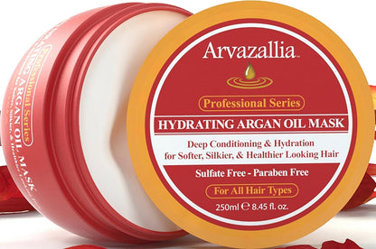 HOTArvazallia Hydrating Argan Oil Hair Mask and Deep Conditioner for Dry or Damaged Hair (8.45 oz Jar)