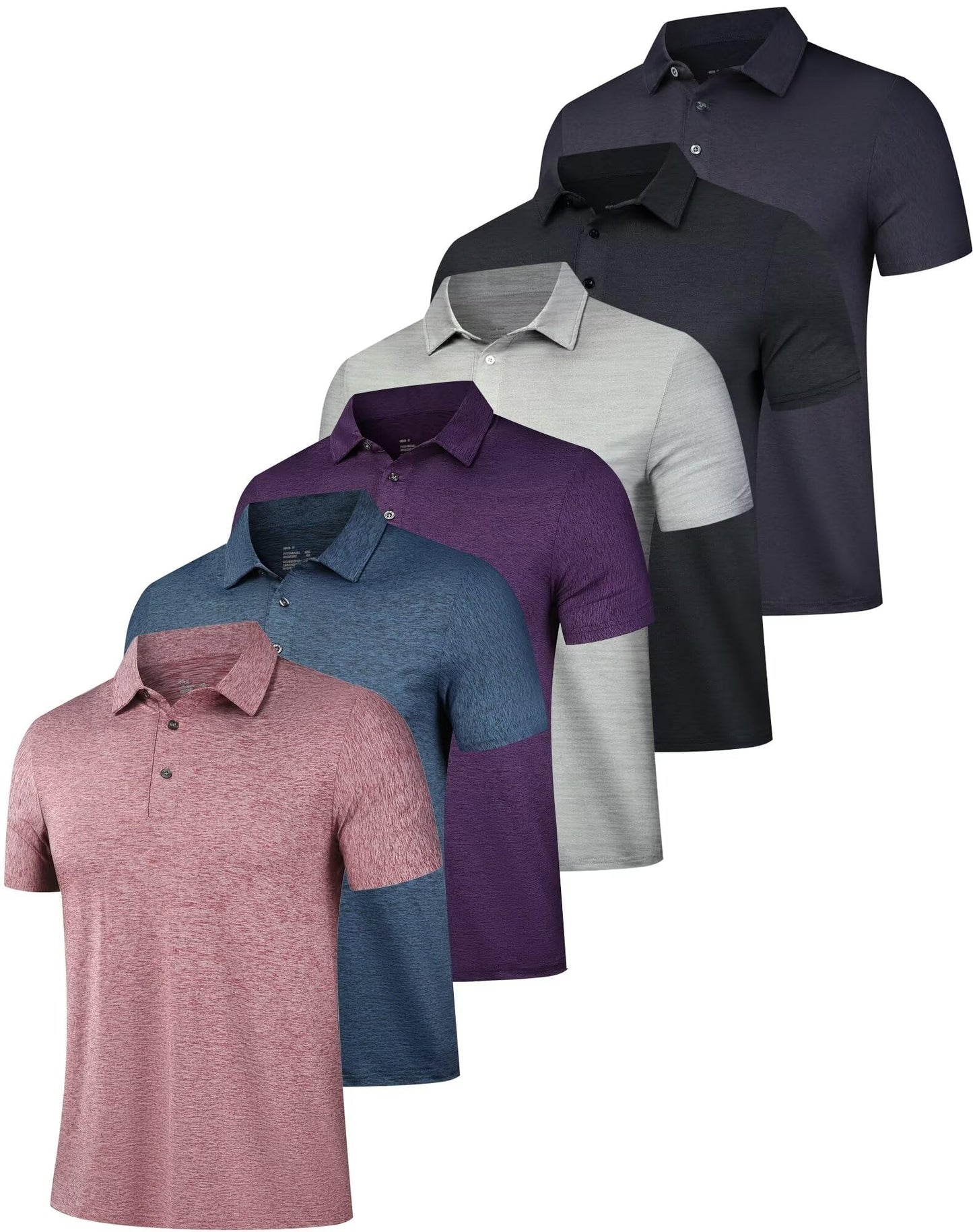HOTOYGSieg 6 Pack Mens Polo Shirts Performance Short Sleeve Golf Shirt Moisture Wicking Athletic Casual Collared T-Shirt