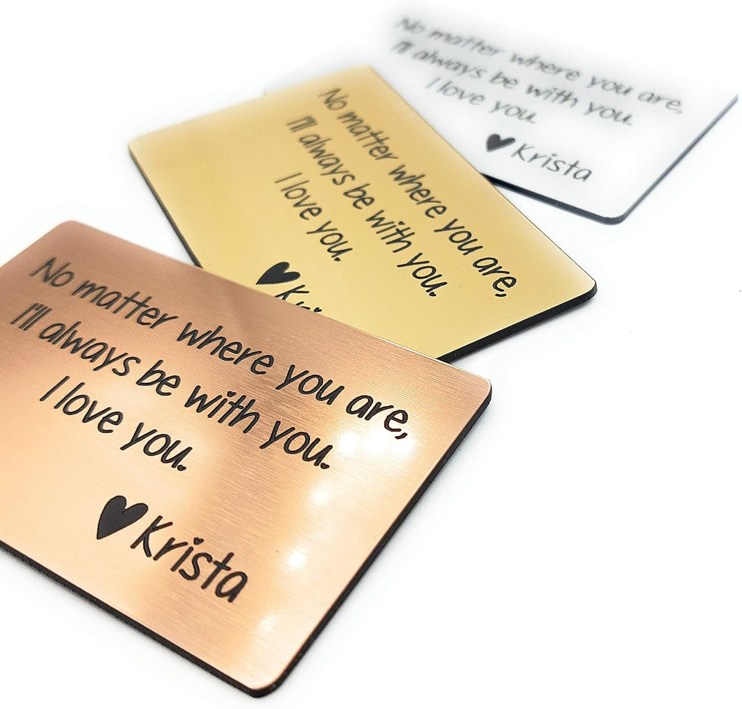 HOTCustom laser engraved wallet insert card in silver, gold or copper acrylic