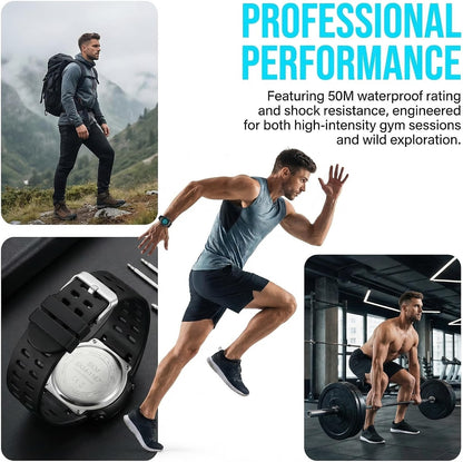 HOTLYMFHCH Men's Digital Watch, Sports Waterproof Military Watches for Men LED Casual Stopwatch Alarm Tactical Army Watch
