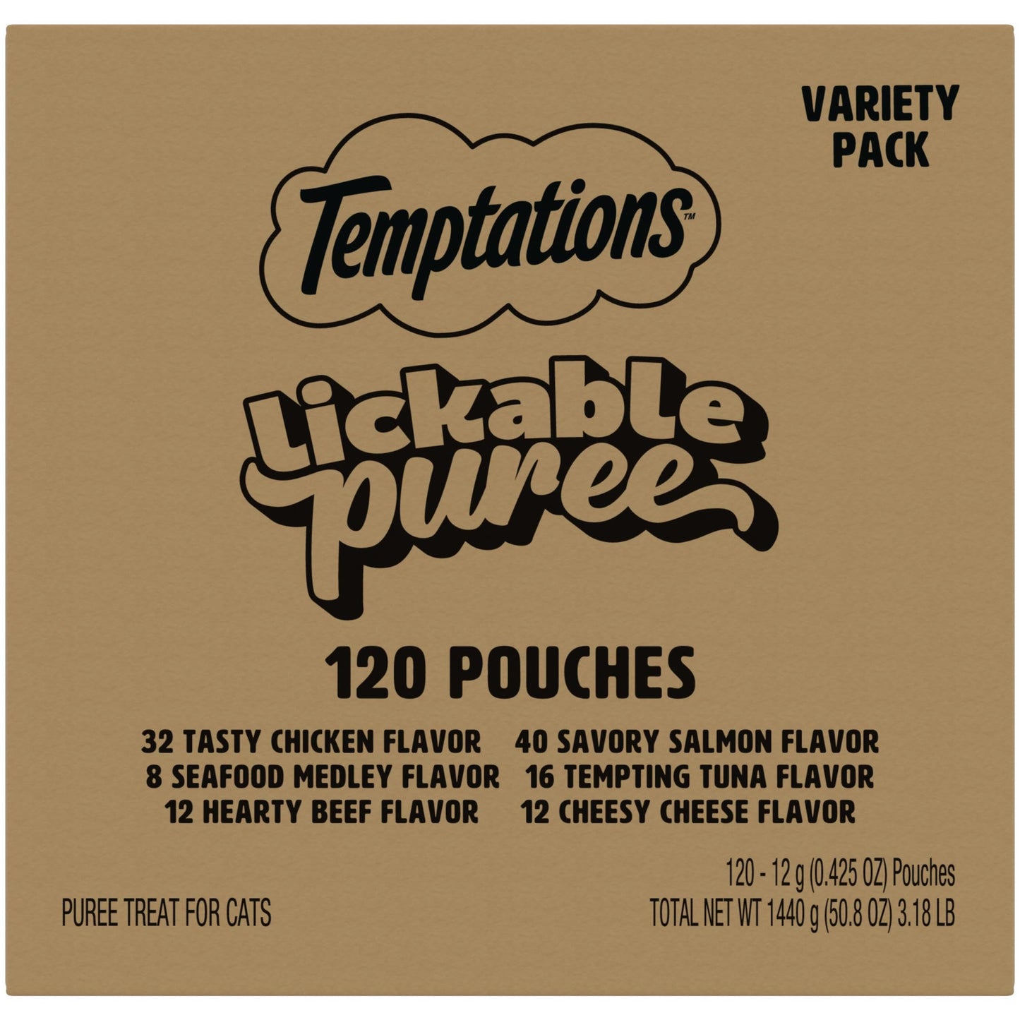 HOTTemptations Creamy Puree Cat Treats, Beef, Chicken, Salmon & Tuna, 48 Count | Beef, Salmon, Chicken & Tuna, under 15 cal/tube, no added sugar or fillers, senior-friendly, meal topper or hand-feed