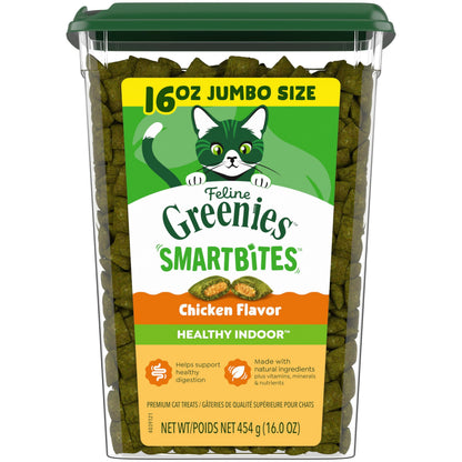 HOTGreenies Feline Smartbites Healthy Indoor Cat Treats, Tuna, 16 oz | Veterinarian-recommended, Fiberblend Formula, supports digestion, under 2 cal per treat, natural ingredients, dual texture