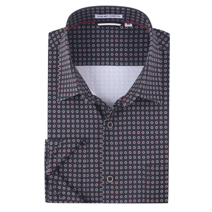 HOTAlex Vando Mens Printed Dress Shirts Regular Fit Casual Button Down Shirt | Wrinkle resistant, Machine washable, Contrast on inner collar & cuff, True-to-size cut, Business & Daily, Easy outfit pairing