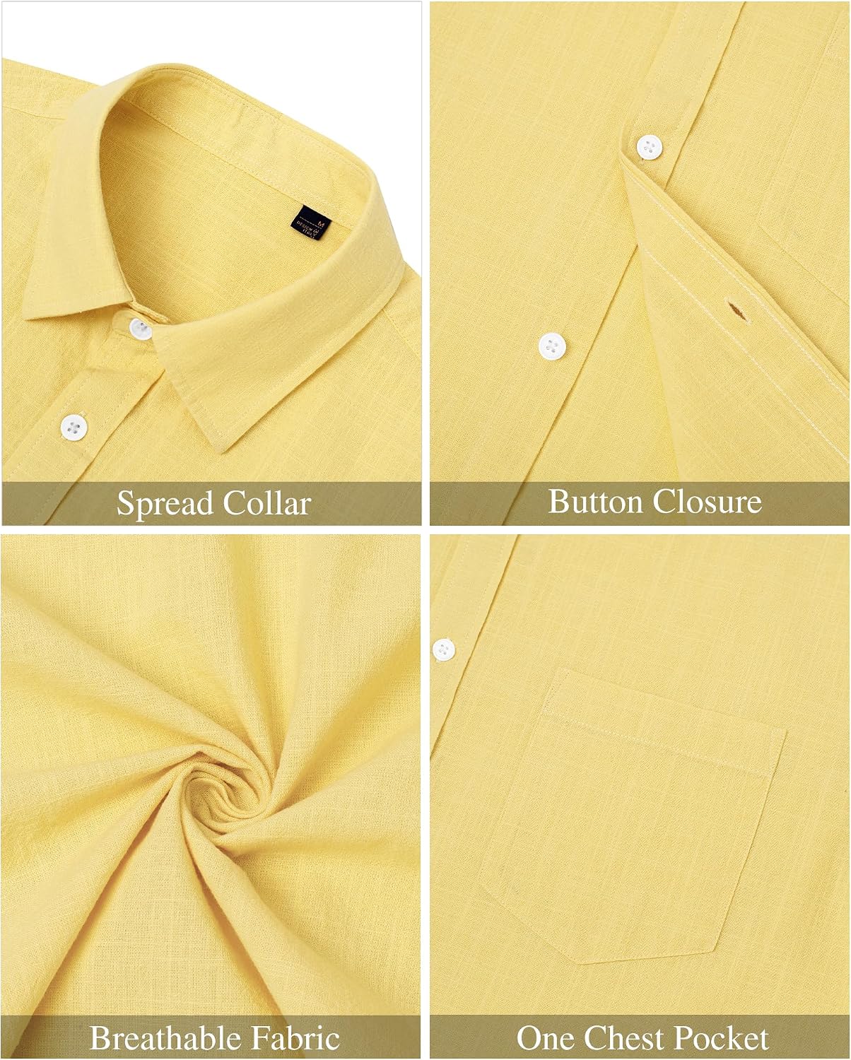 HOTJ.VER Mens Linen Shirt Short Sleeve Button Down Casual Summer Shirts | Cotton Linen, Untucked, Big Tall, from Beach Camp Vacation, Cruise Fishing, Work Office, to Wedding Party Family, with Pocket