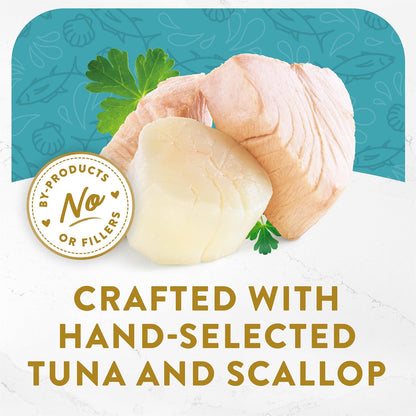 HOTPurina Fancy Feast Appetizers Lickable Grain Free Wet Cat Food Topper Light Meat Tuna Appetizer with Scallop - (Pack of 10) 1.1 oz. Trays