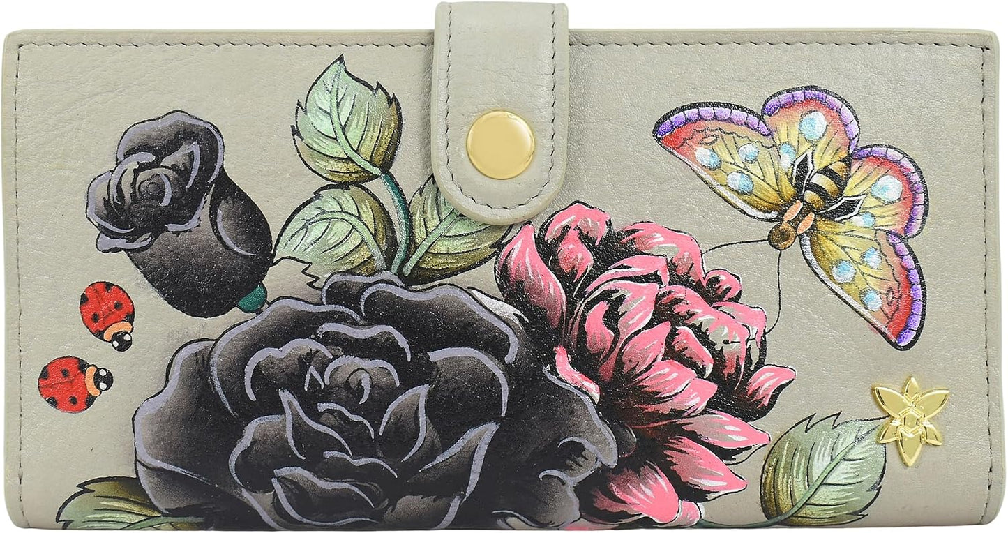 HOTAnuschka Women’s Original Genuine Leather Hand-Painted Two-Fold Organiser Wallet - Canyon Birds