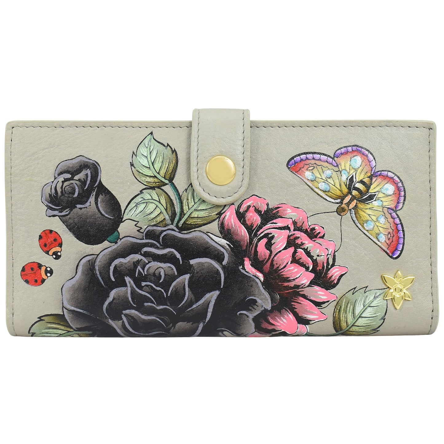 HOTAnuschka Women’s Original Genuine Leather Hand-Painted Two-Fold Organiser Wallet - Canyon Birds