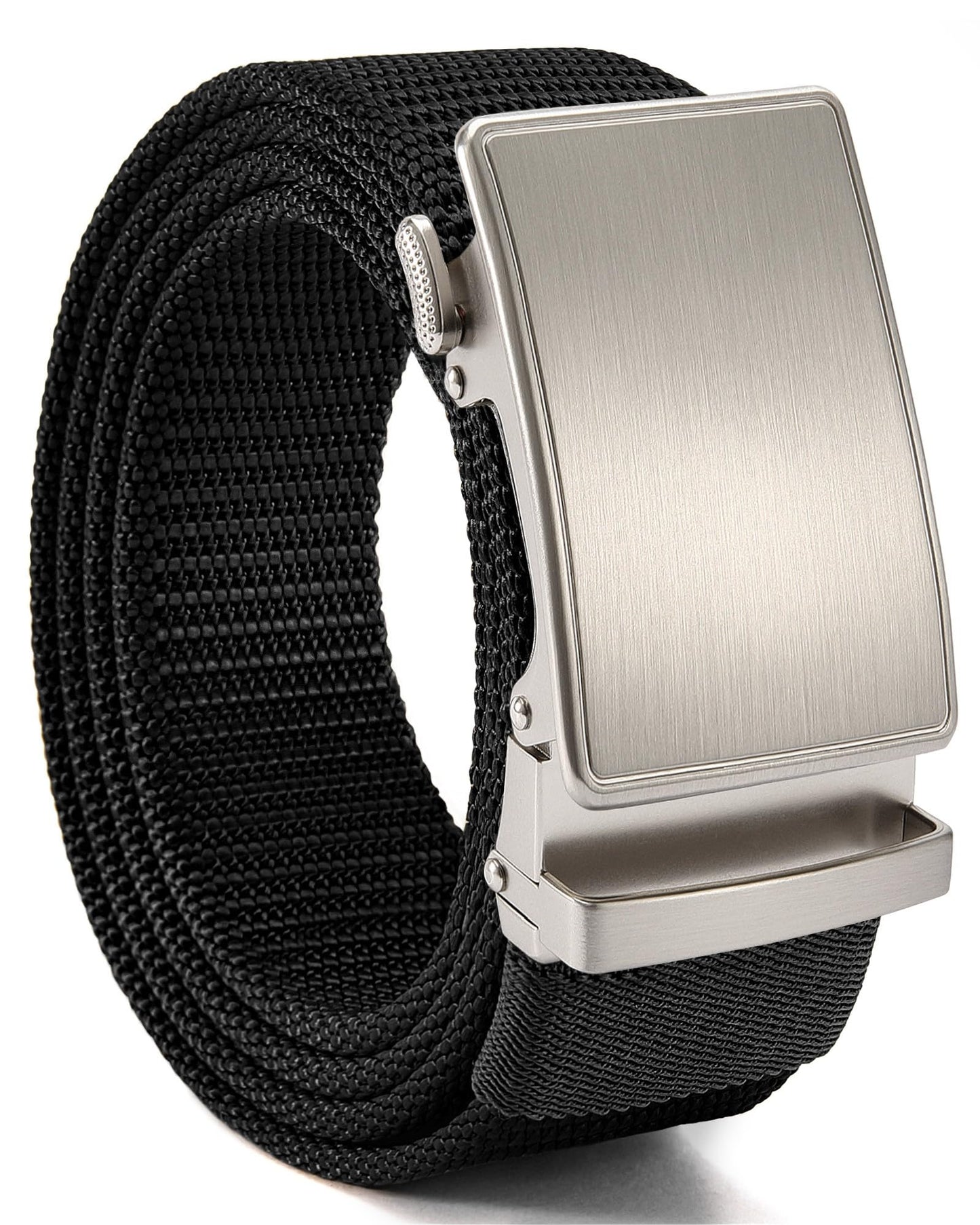 HOTCHAOREN 1.5" Nylon Ratchet Belts for Men - Adjustable Casual Work Belt with Slide Buckle - Trim to Fit