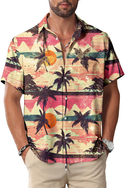 HOTKYKU Hawaiian Shirt for Men: Beach Vacation Summer Short Sleeve Button Down Mens Shirts Casual Stylish