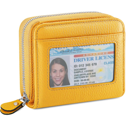 HOTGenuine Leather Wallet for Women & Men, RFID Blocking Bifold with ID Window and Multiple Card Pockets (Aa-Light pink)