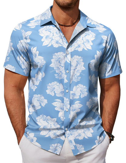 HOTCOOFANDY Mens Hawaiian Shirts Short Sleeve Button Down Aloha Shirt Casual Beach Clothes