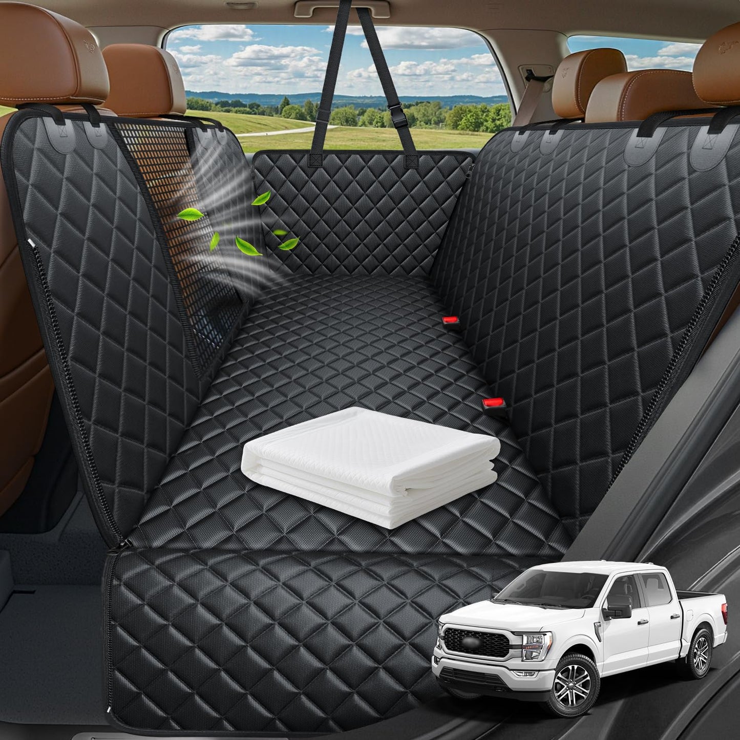 HOTURPOWER Dog Car Seat Cover for Pets 100% Waterproof Seat Cover Hammock 600D Heavy Duty Scratch Proof Nonslip Durable Soft Back Seat Covers for Cars and SUVs