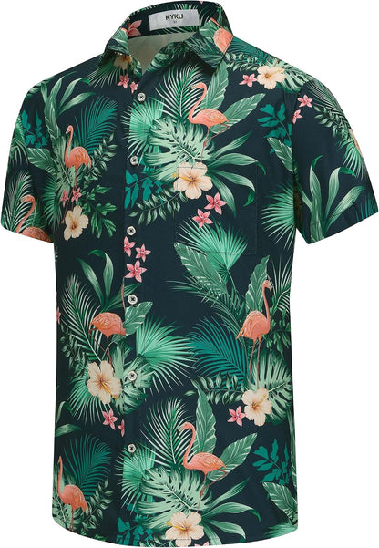 HOTKYKU Funky Hawaiian Shirt for Men Palm Beach Shirts Tropical Vacation Clothes