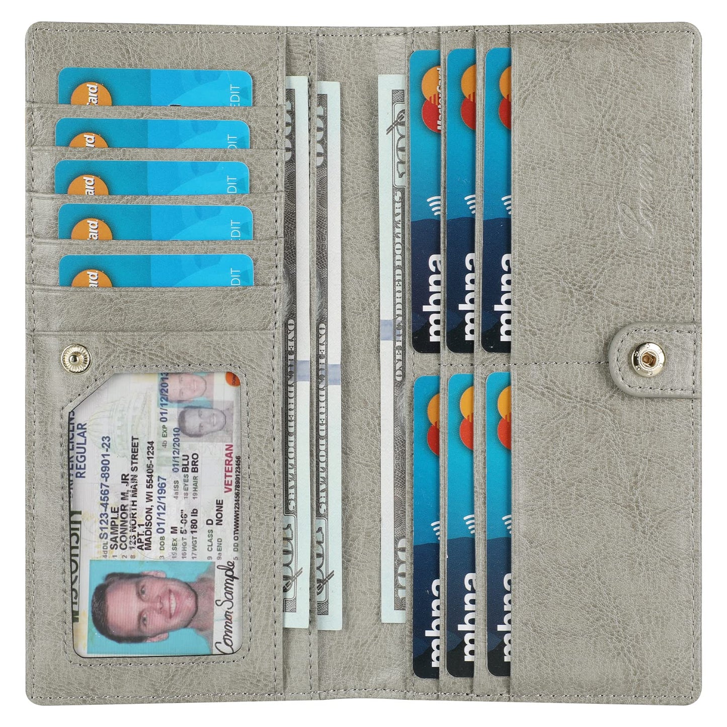 HOTLavemi Ultra Slim Thin Leather Women Wallet RFID Blocking Credit Card Holder Bifold Long Ladies Billfold