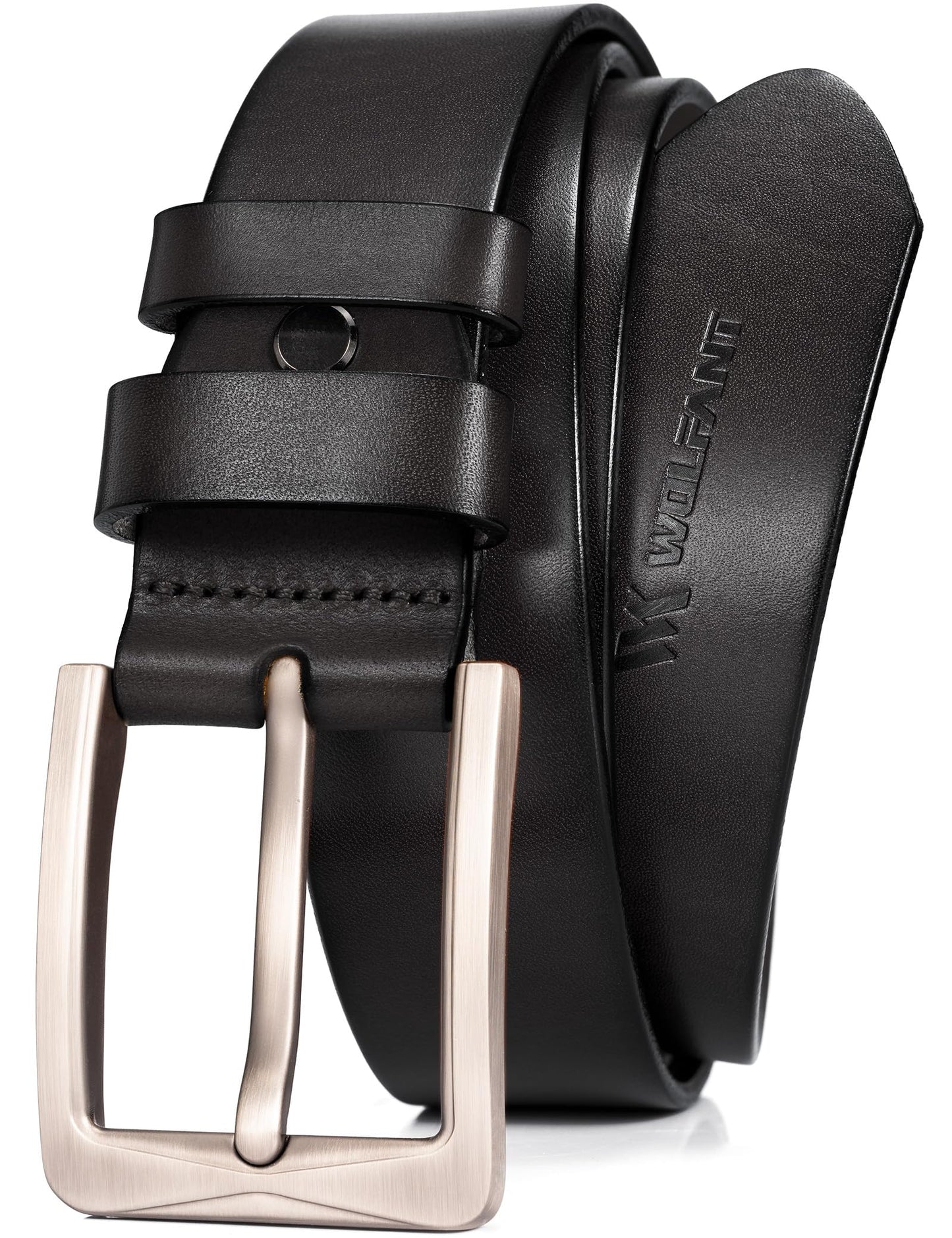 HOTWOLFANT 1.5" Full Grain Leather Belt for Men in Gift Box,100% Italian Real Solid Leather