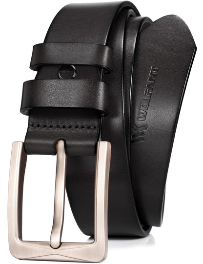 HOTWOLFANT 1.5" Full Grain Leather Belt for Men in Gift Box,100% Italian Real Solid Leather