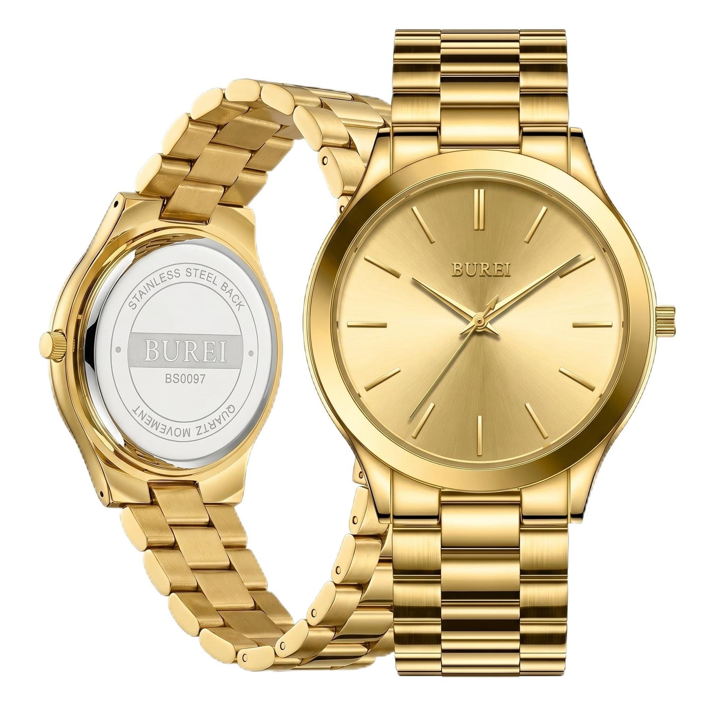 HOTBUREI Men Watches Gifts for Men Fashion Stainless Steel Analog Quartz Waterproof Watches for Mens