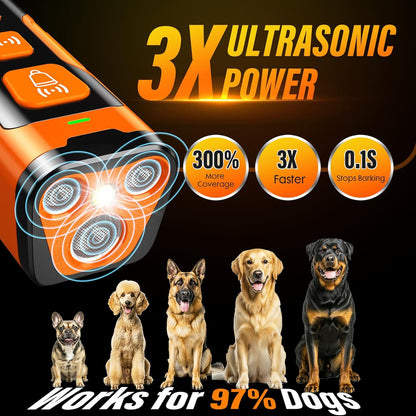 HOTYUYQA Dog Bark Deterrent Device, 3X Ultrasonic Anti Barking, 6 Training Modes 23 FT Range Barks No More Indoors Outdoors Behavior Correct Safe & Humane Rechargeable Compact Bark Control for Dogs