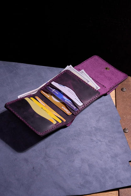 HOTHandmade Genuine Leather Women’s Wallet – Perfect for Mothers, Students, Professionals, Ideal for Work, Shopping, Gift, Travel, Everyday Essentials Handmade Genuine Leather for Women Ladies (PURPLE)