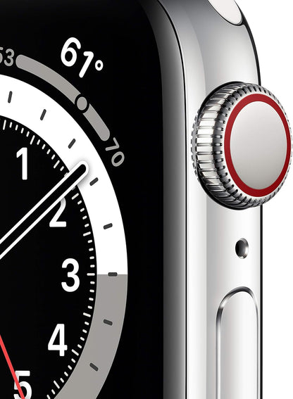HOTApple Watch Series 6 (GPS + Cellular, 40mm) - Silver Stainless Steel Case with White Sport Band (Renewed)