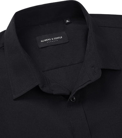 HOTAlimens & Gentle Men's Short Sleeve Dress Shirts Wrinkle Free Untucked Casual Button Down Shirt