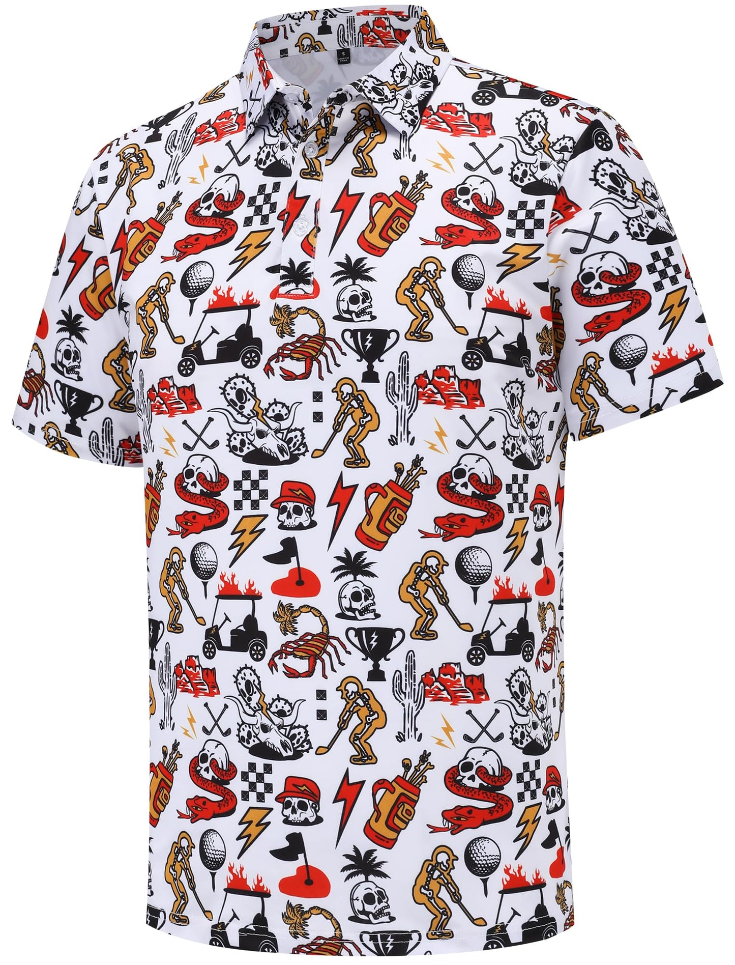 HOTMens Golf Polo Shirts Short Sleeve Performance Moisture Wicking Dry Fit Casual Print Funny Golf Polo Shirts for Men