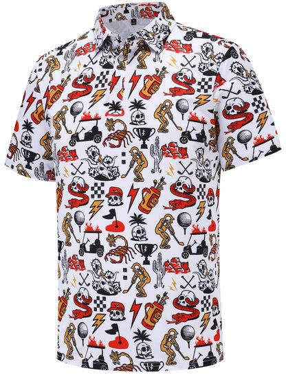 HOTMens Golf Polo Shirts Short Sleeve Performance Moisture Wicking Dry Fit Casual Print Funny Golf Polo Shirts for Men