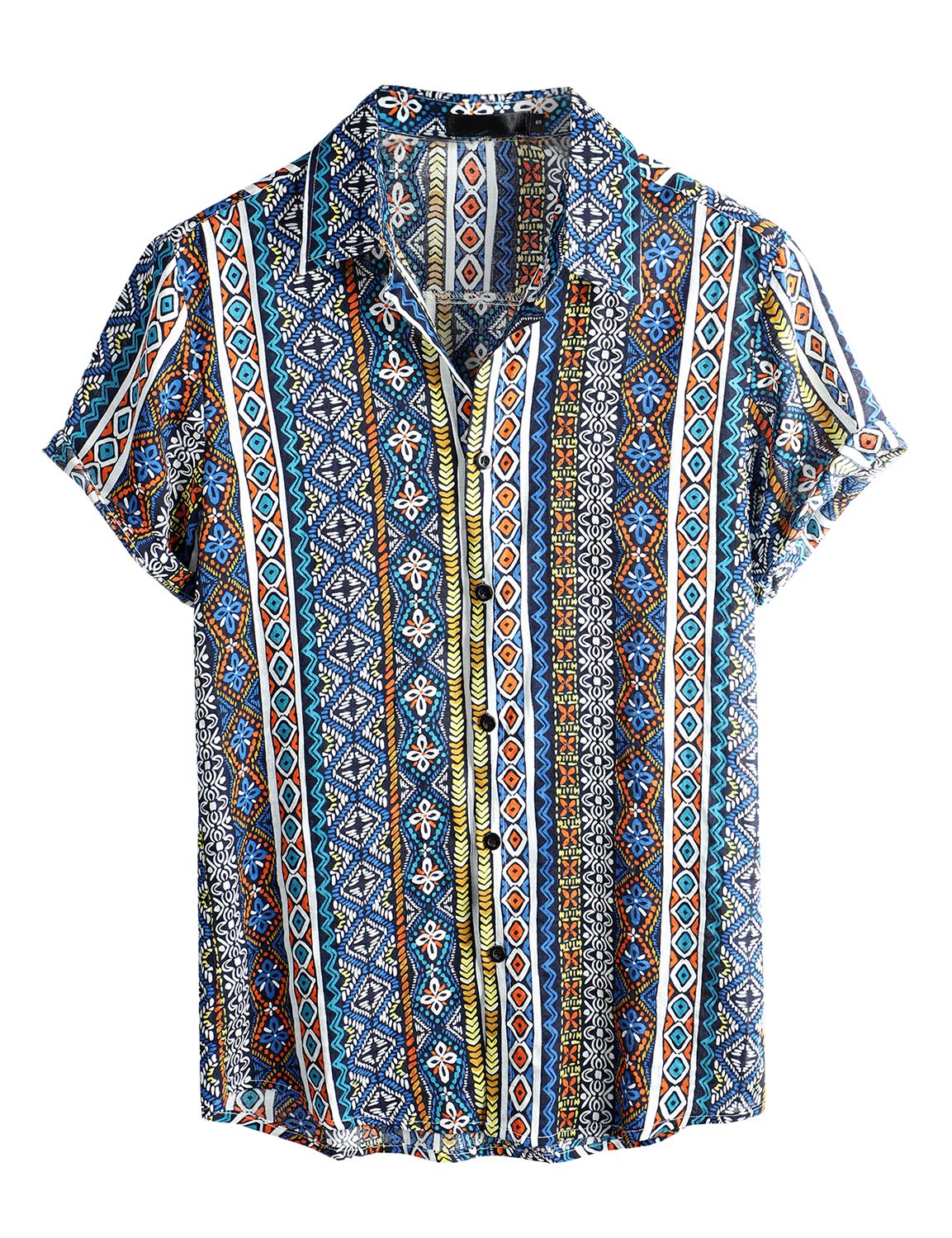 HOTVATPAVE Mens Casual Short Sleeve Button Down Shirts Regular Fit Hawaiian Summer Shirt