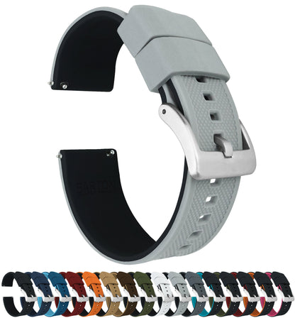 HOTBARTON Elite Silicone Watch Bands - Quick Release - Choose Strap Color & Buckle Color (Stainless Steel, Black PVD or Gunmetal Grey) - 18mm, 20mm, 22mm & 24mm Watch Straps