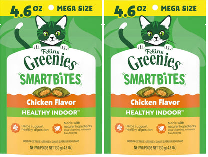 HOTGreenies Feline Smartbites Healthy Indoor Cat Treats, Tuna, 16 oz | Veterinarian-recommended, Fiberblend Formula, supports digestion, under 2 cal per treat, natural ingredients, dual texture
